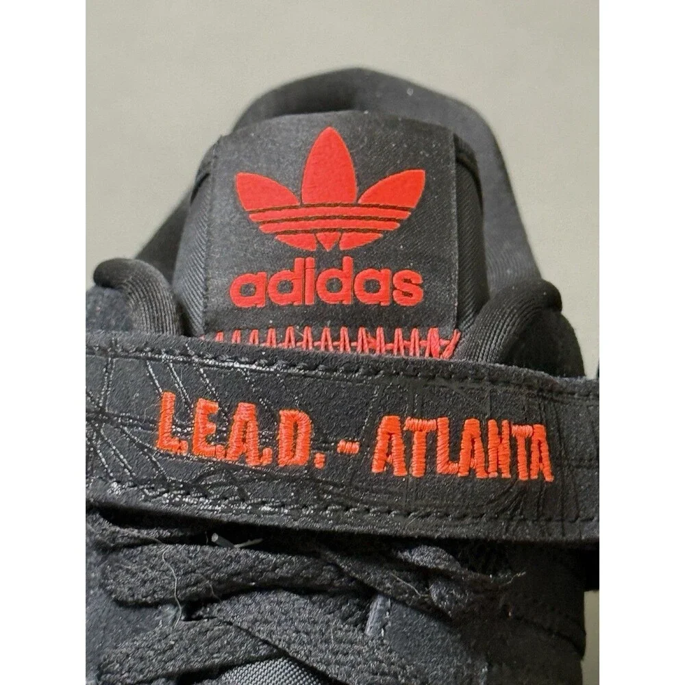 Adidas Forum Low LEAD Atlanta Mens Size 10.5 Core Black Orange Athletic Sneakers